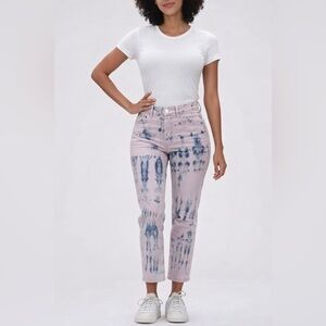 GAP cheekystyle highrise straight tiedye pink purple ivory size 10